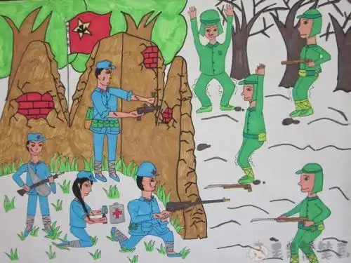 抗战胜利日儿童绘画图片