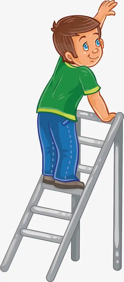 矢量图爬梯子的小男孩