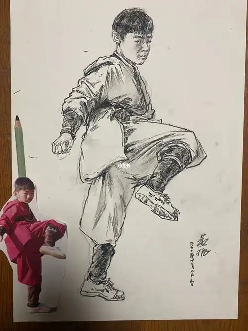 速写人物  #线性速写  #美术联考  #传统武术  #速写单人  #联考速写