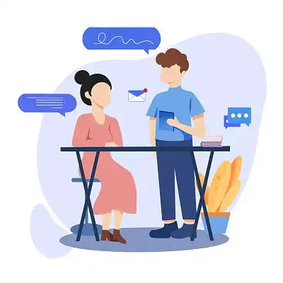 扁平情侣面对面沟通交流人物png素材交流沟通粉色手绘唯美卡通七夕节