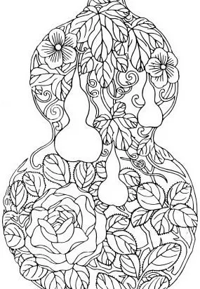 手绘葫芦花纹的陶瓷葫芦瓶