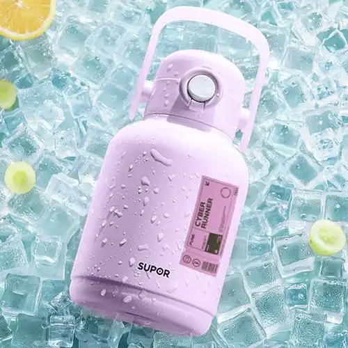 苏泊尔保温杯儿童学生上学专用便携冬季大肚不锈钢水杯大容量吸管