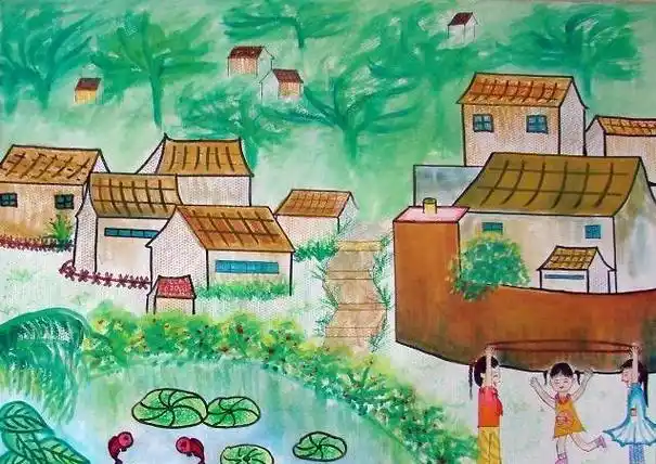 美丽乡村简笔画图