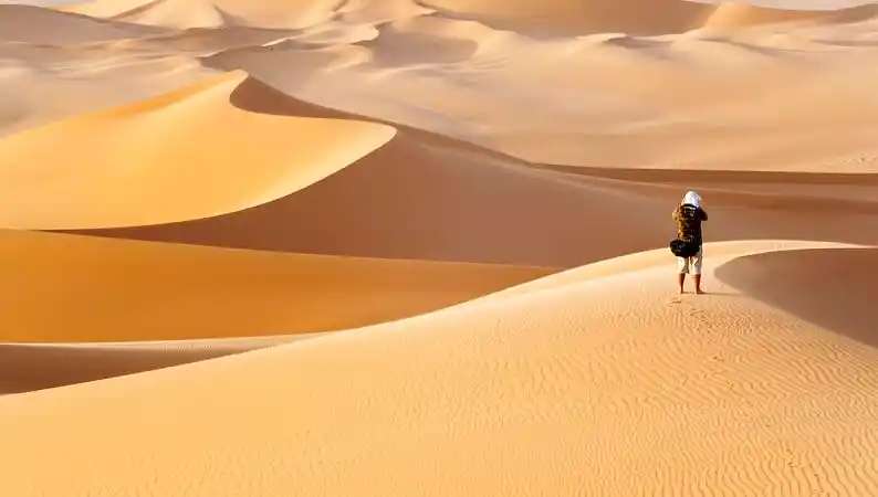 孤单,旅行者,沙漠,热,沙丘_高清图片_全景视觉