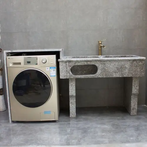 大理石洗衣池带搓板定制阳台洗衣机一体柜洗漱台洗手脸盆石头水槽