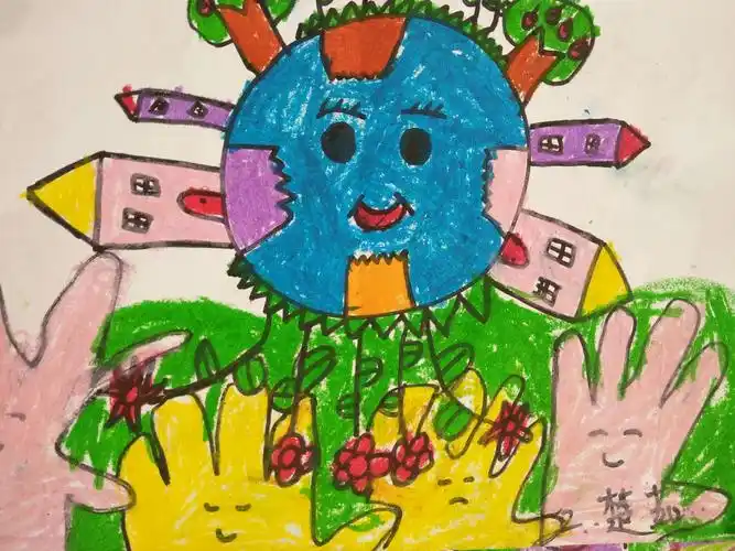 小天使幼儿园美术班绘画《爱护地球》