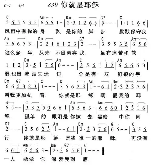 南窗听雨(编辑)查看更多>>(839你就是耶稣) / 南窗听雨编辑相关歌谱