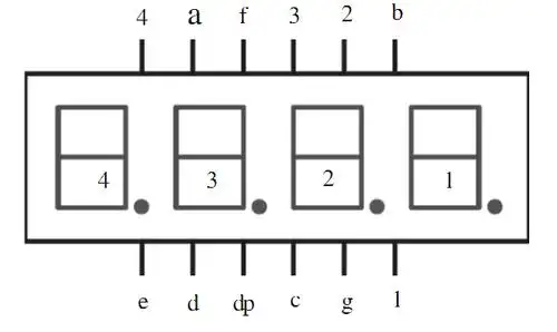 四位一体数码管lg5641bh共阳极引脚图,怎么读的?