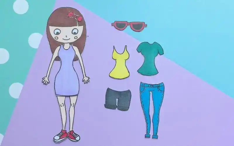 创意手工制作纸娃娃女生给她画三套休闲装