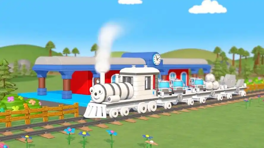 一辆白色的小火车进站了