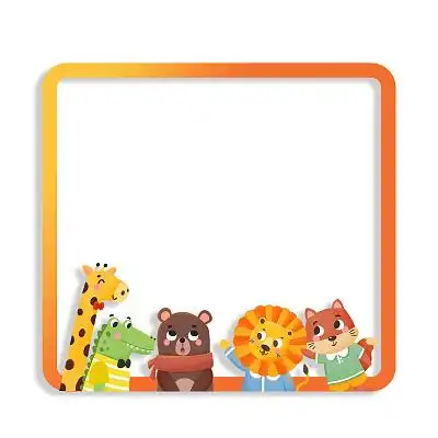 彩色卡通可爱风格动物图框卡通动物边框png素材