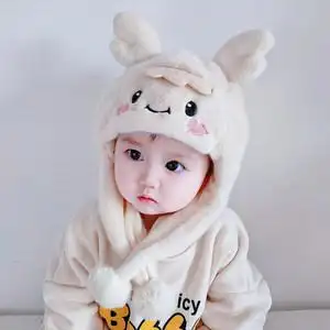宝宝帽子冬季男女保暖防风可爱超萌婴幼儿毛绒帽加厚护耳冬天洋气