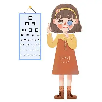 检查病人验光师检测视力视力测试医生看诊病人彩色卡通全国爱眼日视力