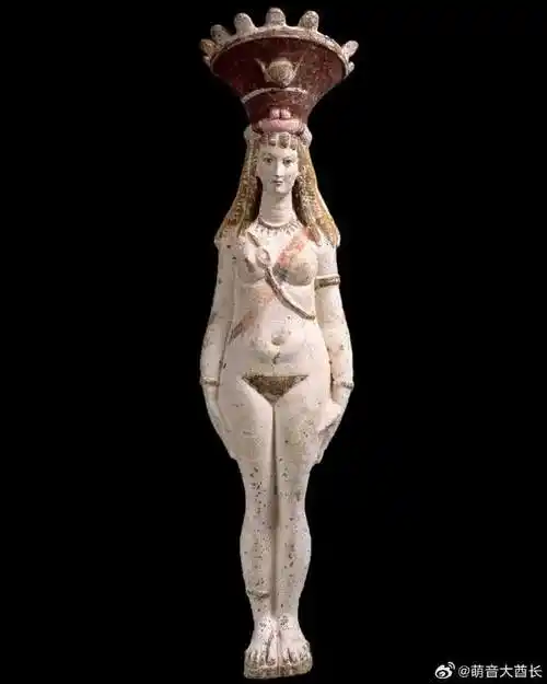 釉下彩,棕色,黑色,红色和粉红色,女神伊西斯-阿佛洛狄忒的雕像(公元