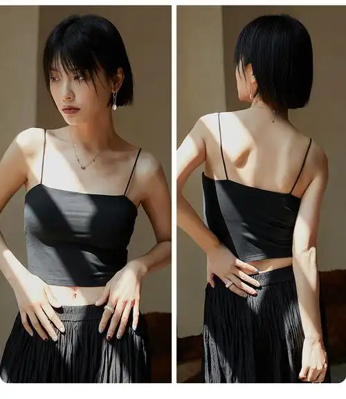 小吊带背心女带胸垫内搭外穿一字肩白色美背内衣打底抹胸裹胸上衣1件