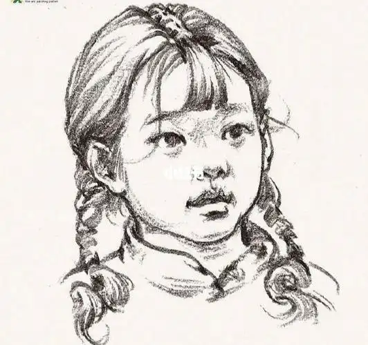 儿童女孩结构头像素描速写