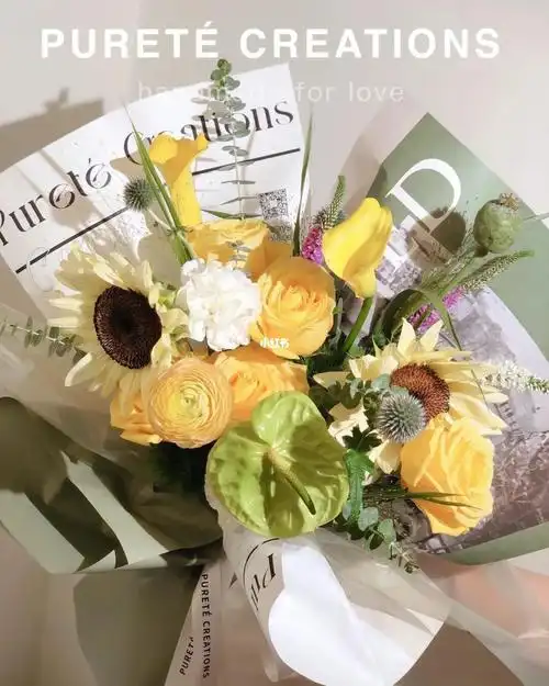 温哥华花店白色恋人向日葵混搭花束