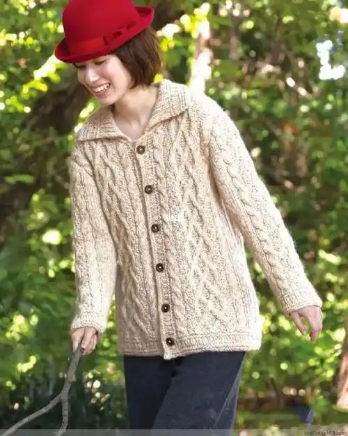绞花棒针毛衣开衫图解
