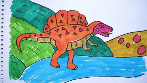 神笔简笔画 恐龙剧场 - 侏罗纪帆龙,儿童绘画早教场景教程