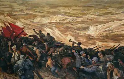 风在吼 马在叫黄河在咆哮 黄河在咆哮河西山岗万丈高 河东河北高粱熟