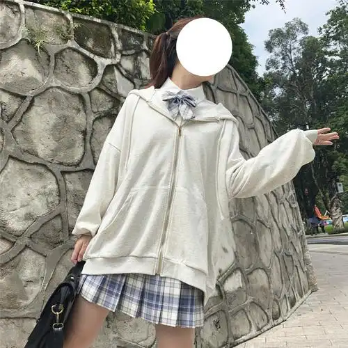 jk正版制服上衣学生少女宽松拉链学院卫衣短外套