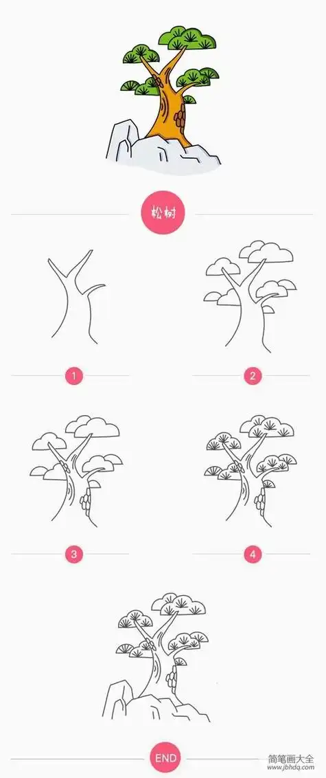 松树的简笔画画法