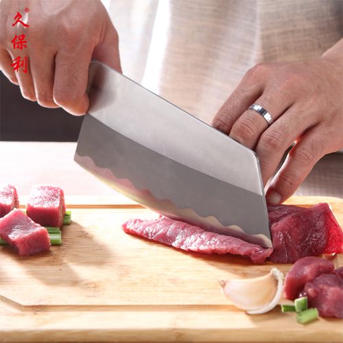 台湾久保利不锈合金钢尖厚家用斩切两用日式厨房菜刀卖肉剖鱼刀具