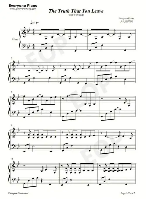 thetruththatyouleave高至豪五线谱