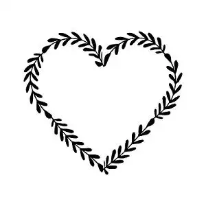 手绘黑白线稿爱心装饰素材