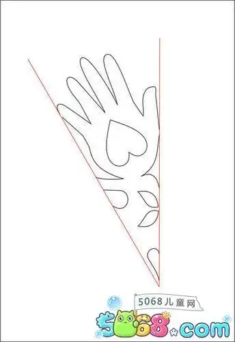 爱心小手窗花剪纸步骤 六折爱心窗花剪纸图案2