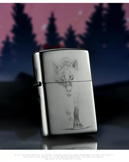 zippo芝宝打火机暗影狼王150黑冰zppo正品防风煤油个性火机黑冰狼节日