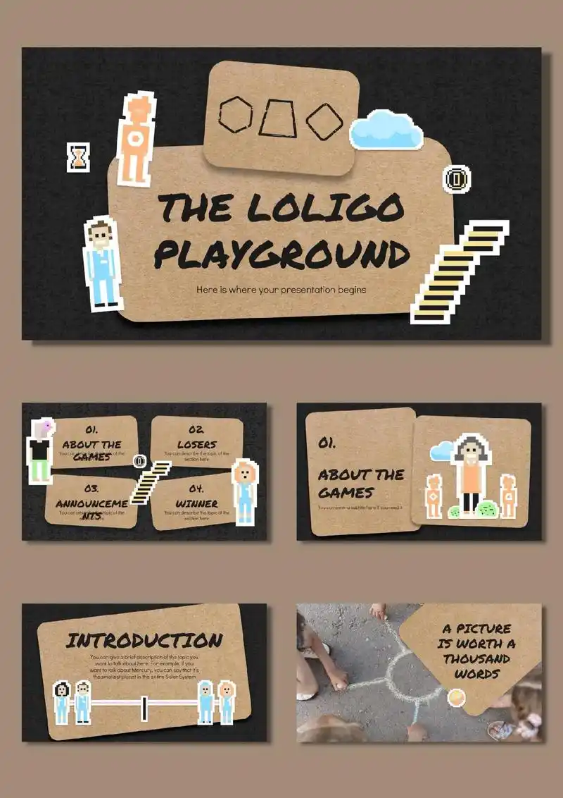 55像素小人卡通风格ppt模板