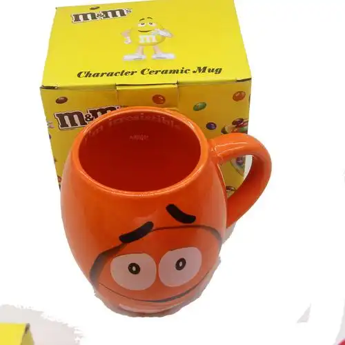 宁静同款杯子mm陶瓷杯子m豆大容量卡通杯杯马克杯子巧克力色
