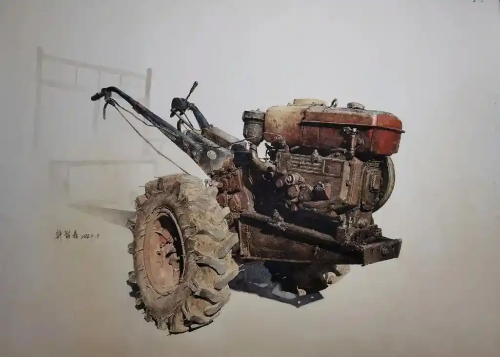 许韶晶水彩画 "春耕" - 抖音