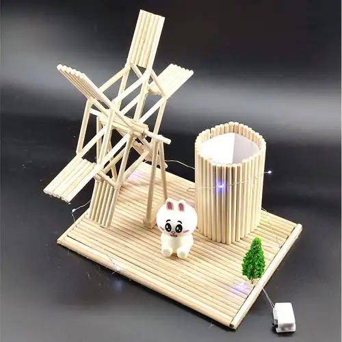 立体构成材料圆木棒实木木棍一次性筷子 木条 风车diy手工制作 电动
