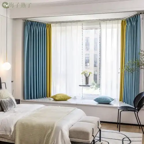 窗帘飘窗卧室u型