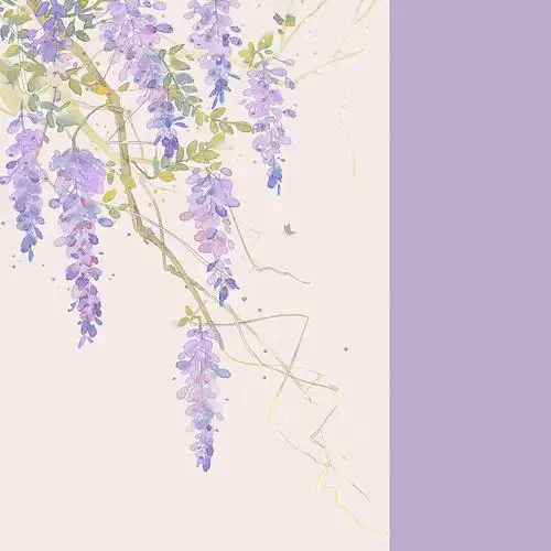 古风紫藤萝花树花枝国画图片下载