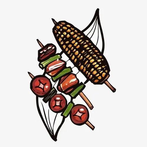 卡通烧烤食物设计矢量图