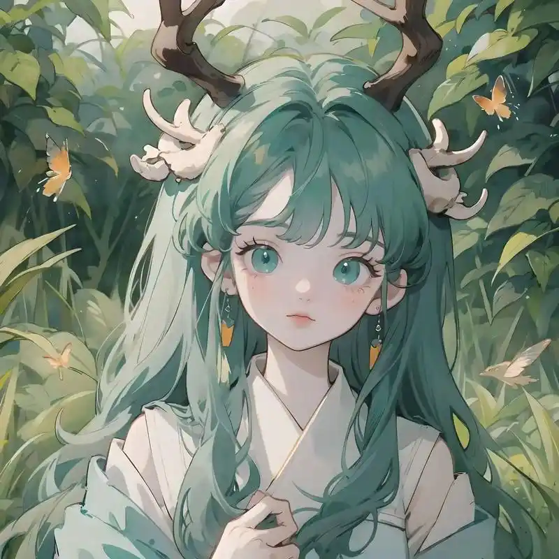 绿色森系/小鹿女孩/可爱头像.#优质头像 #女生头像 #二次 - 抖音