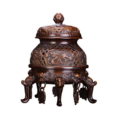 巧生爐制炉大师陈巧生制錾刻小帝王炉苏工仿唐代器型文房铜香熏炉c024