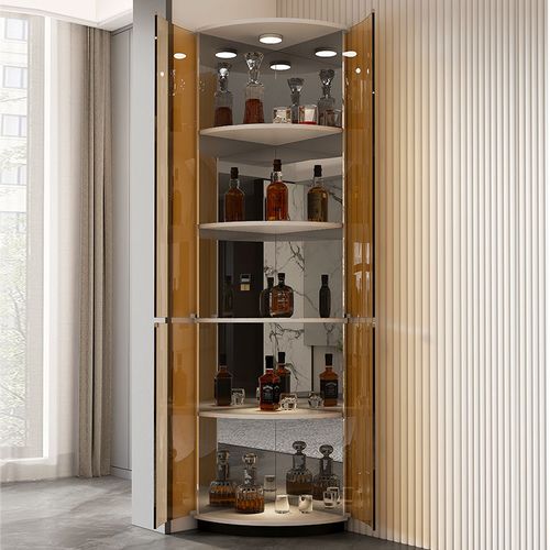 客厅轻奢高档玻璃酒柜展示柜家用小型酒架转角靠墙三角柜墙角柜