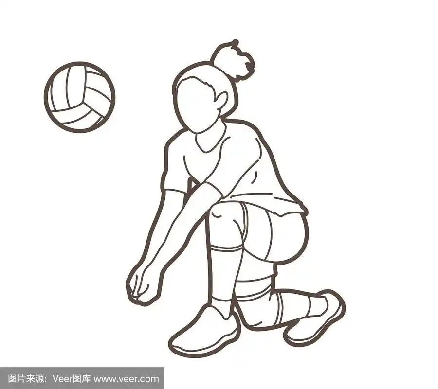 女子排球运动员动作卡通图形