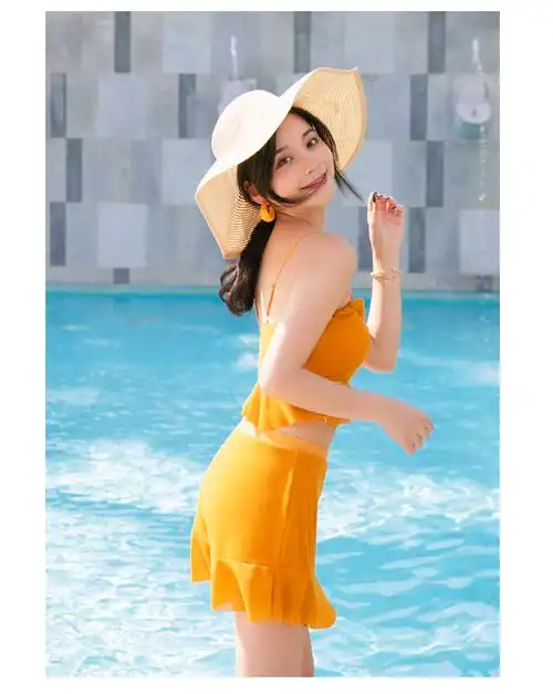 性感泳衣女两件套韩国ins风仙女范分体式游泳装显瘦