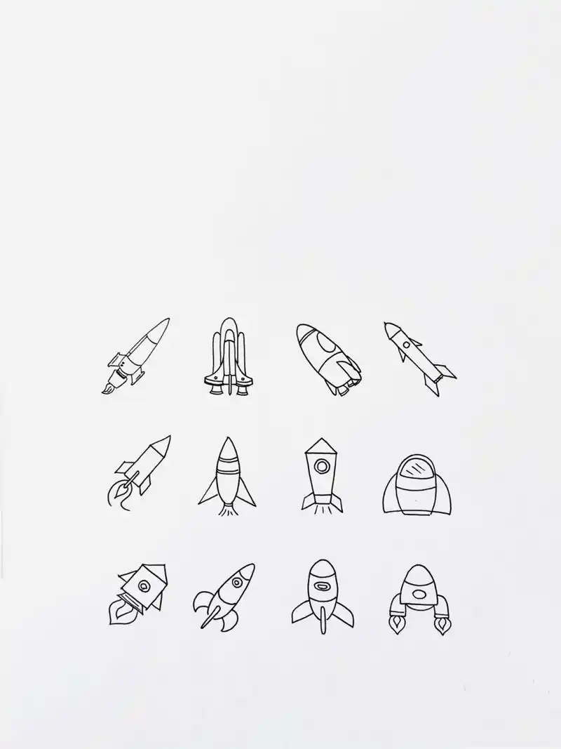 【简笔画】火箭04 分享一组火箭简笔画超级简单的,还喜欢什么大家