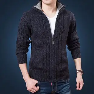 男士毛衣宽松羊毛衫加厚针织加绒保暖中老年毛线衣爸爸装开衫外套
