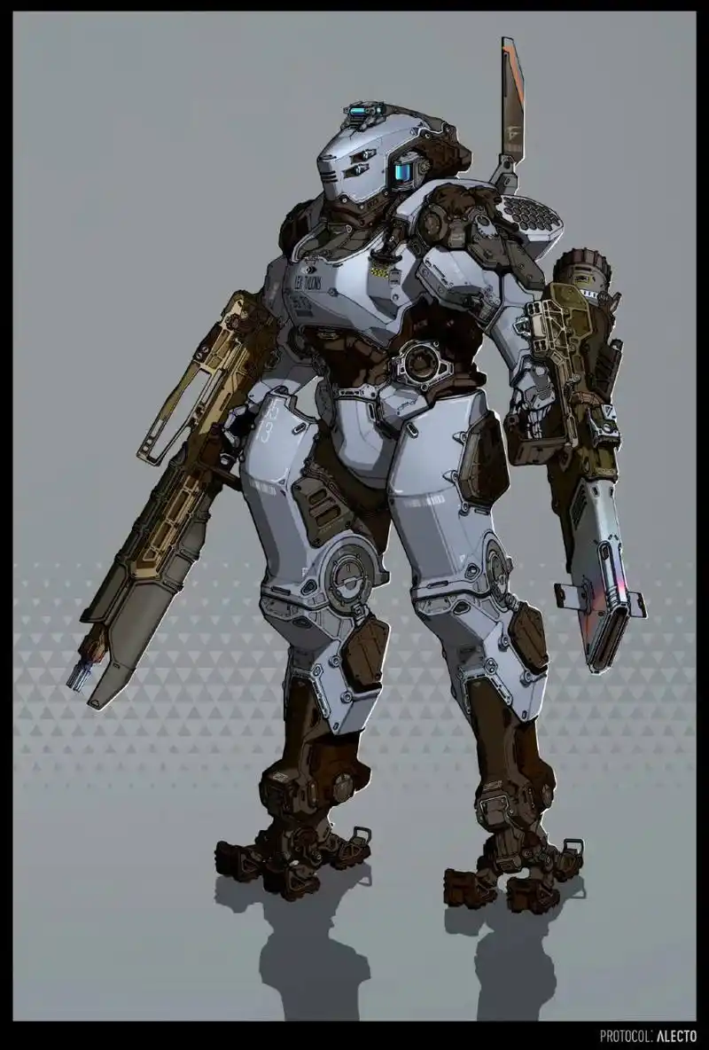 画师ivan yakushev机甲与赛博朋克人物插画欣赏,机械设计十分细致.