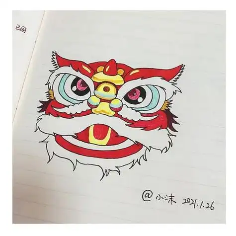 舞狮子简笔画舞狮子简笔画彩色