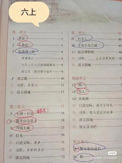 小学语文考编面试重点课文六年级