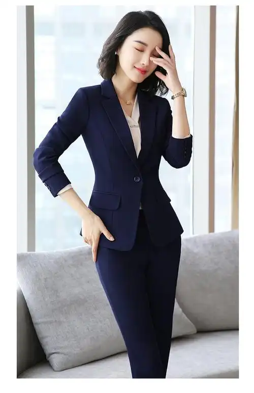 女装 职业套装女2019新款时尚气质面试西服正装酒店女士西 黑西装 裙