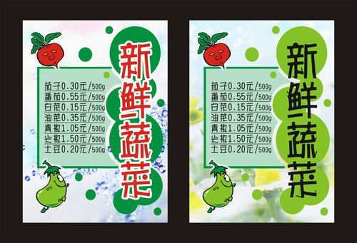 727海报印制展板写真喷绘贴纸235蔬菜价格表